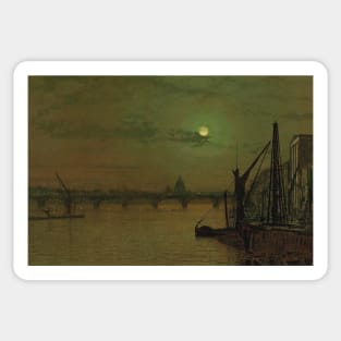 Waterloo Bridge, London, Looking East by John Atkinson Grimshaw Sticker